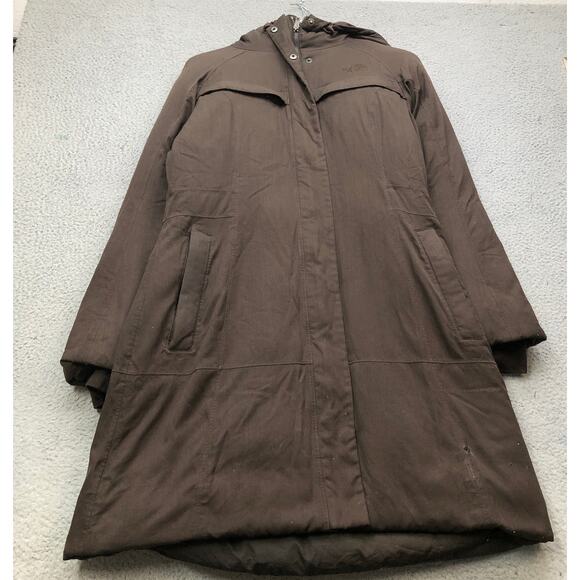 The North Face Goose Down Long Parka Arctic Jacket Hooded Womens Medium Brown - Picture 1 of 16